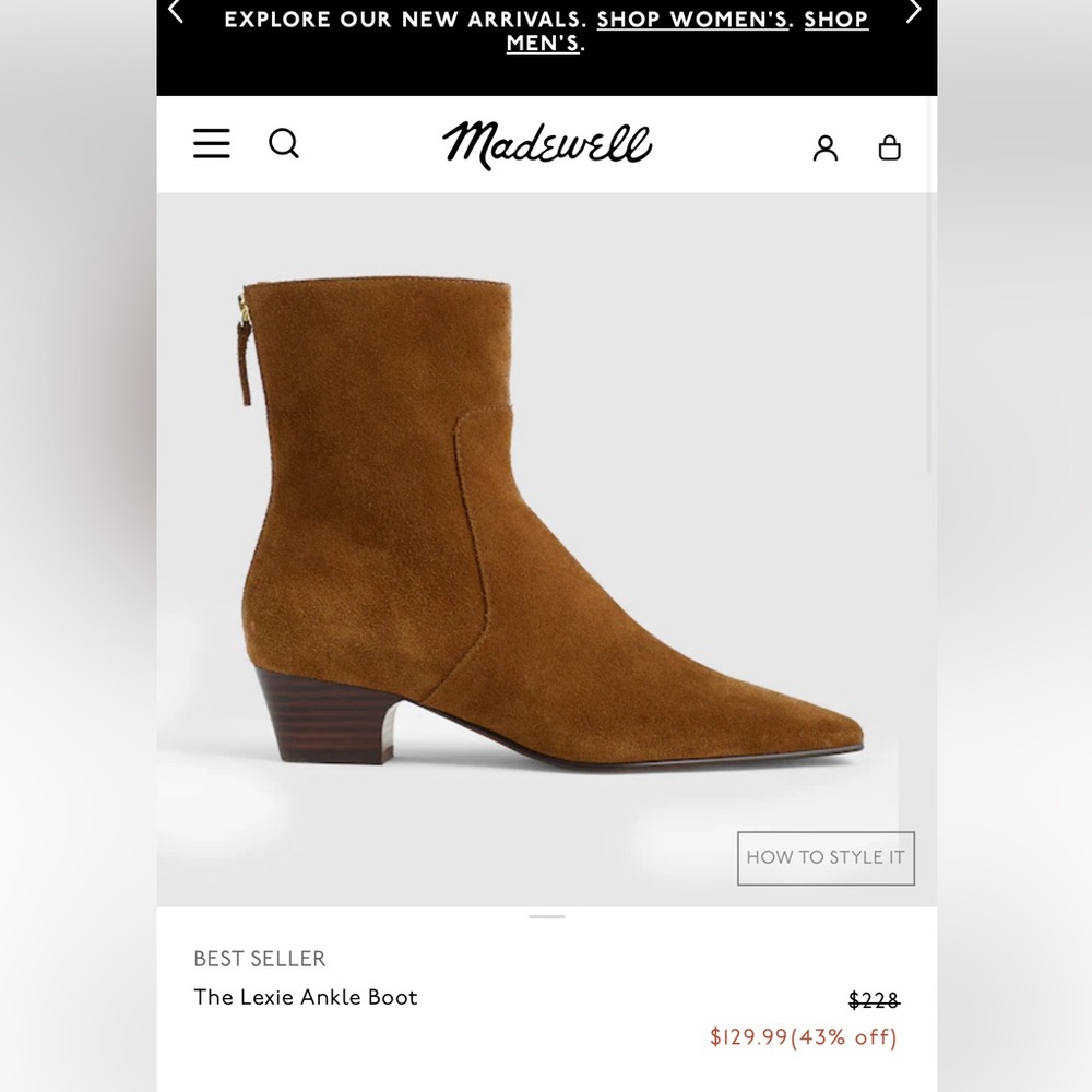 Madewell Suede Ankle Boot in Rich Brown